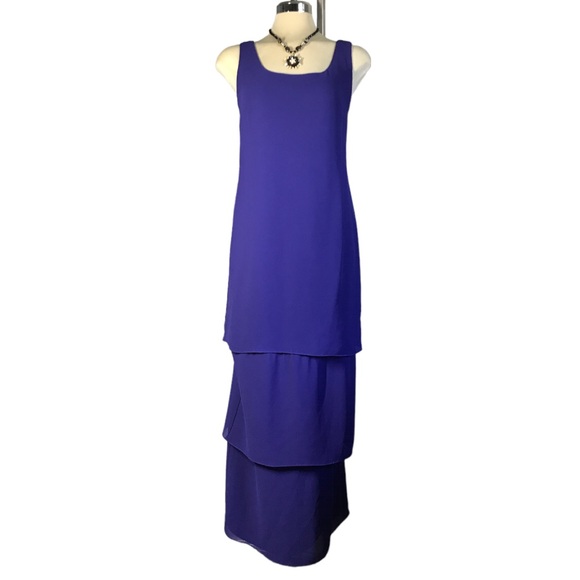 PATRA Luxury Royal Blue SleevelessLayered Maxi Dress Size 8 - Picture 9 of 12